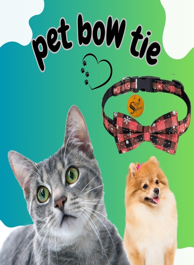 سايج سكوير طوق أنيق ومريح للحيوانات الأليفة، مزين بنقشة مربعات ودجاج، مع جرس - مصنوع من مادة متينة مع مشبك سريع الفتح، مثالي للاستخدام اليومي، مناسب لجميع سلالات الحيوانات الأليفة (أحمر) - Image 2