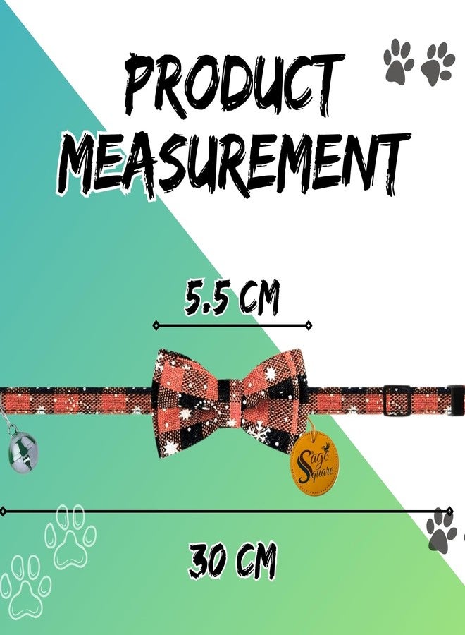 سايج سكوير طوق أنيق ومريح للحيوانات الأليفة، مزين بنقشة مربعات ودجاج، مع جرس - مصنوع من مادة متينة مع مشبك سريع الفتح، مثالي للاستخدام اليومي، مناسب لجميع سلالات الحيوانات الأليفة (أحمر) - Image 5