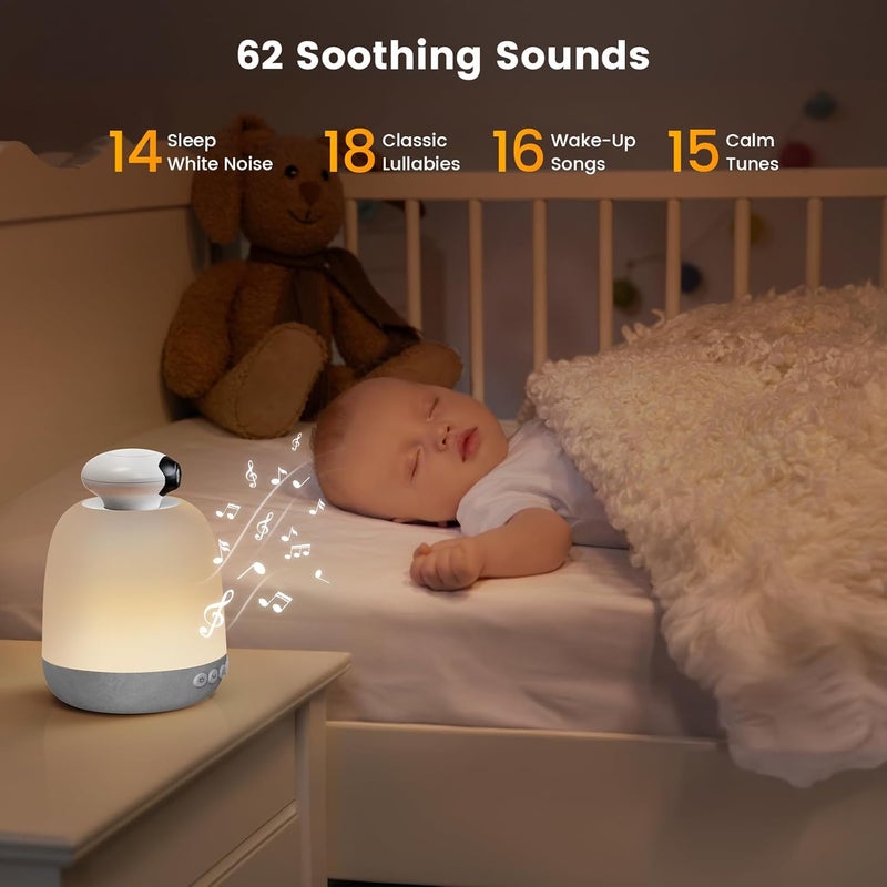 Glocusent Smart WiFi Baby Monitor 1080p Secure Wide Angel Video Camera  Baby Sound Machine with 62 Music Tracks 51 Bluetooth Speaker  24 Colors Baby Night Light for Nursery Toddler Kids Bedroom - Image 4