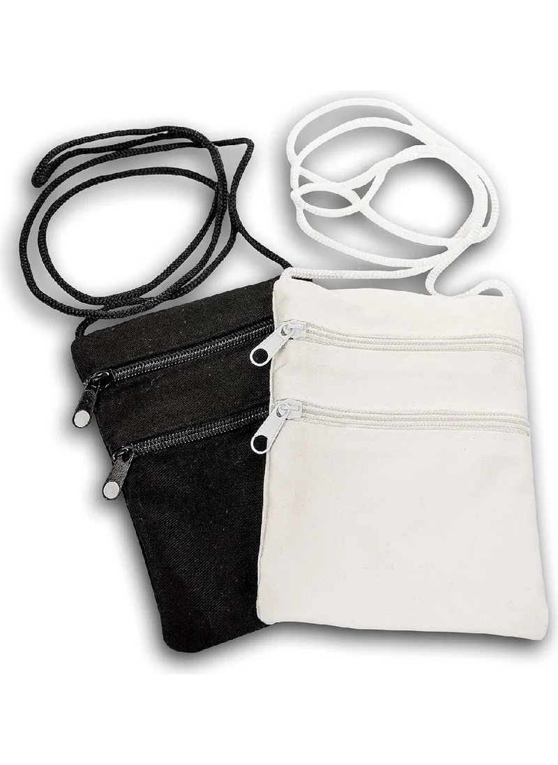 İhvan 2 Pieces Neck Strap Coin Purse Double Eyed Black White