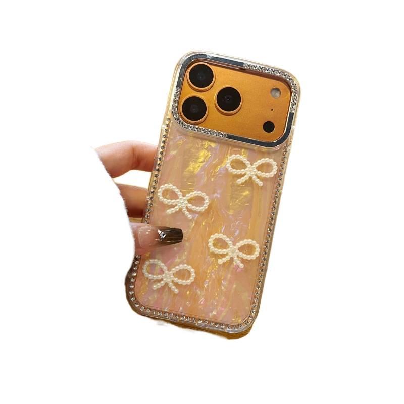 BB غطاء واقي بAcrylic لـ iPhone 17 / 17 Air / 17 Pro / 17 Pro Max مع حماية من السقوط وتصميم فيونكة مع مقاوم للصدمات مع نقشة الصدفة باللون Shell White من الأكريليك باللون الأبيض - Image 4