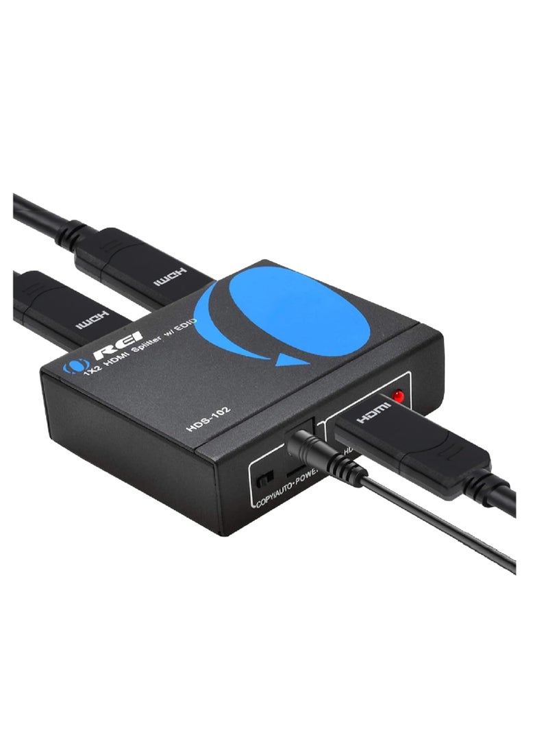 OREI 4K 1 in 2 Out HDMI Splitter Ultra HD 4K @ 30 Hz 1x2 V. 1.4 HDCP Power HDMI Supports 3D Full HD 1080P for Xbox PS4 PS3 Fire Stick Blu Ray Apple TV HDTV Adapter Included  - Image 1