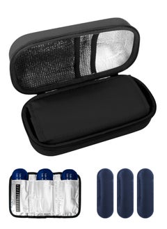 URbazaar Insulin Cooler Travel Carrying Case, Diabetic Medication Organizer Insulated Cooling Bag with 3 Ice Packs for Insulin Pens Syringe Needle -Black  - Image 1