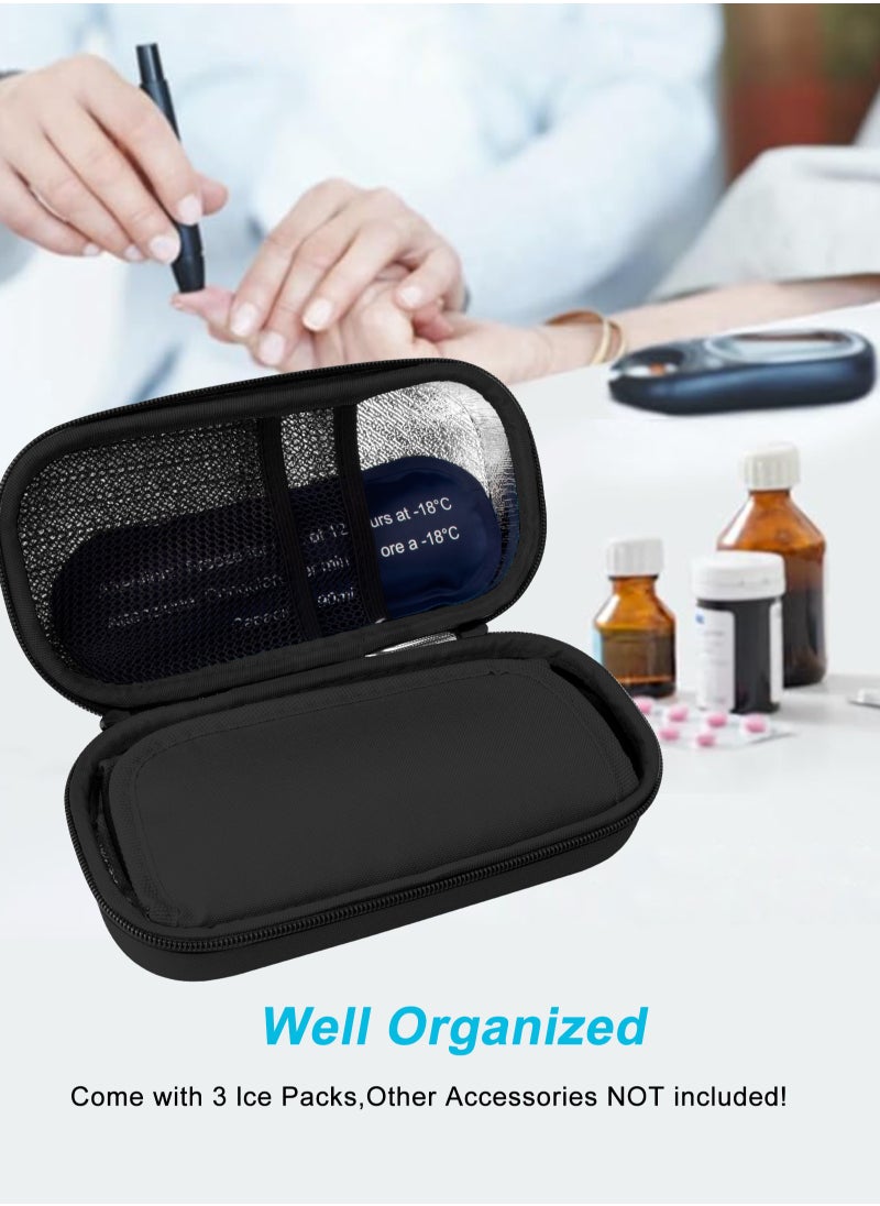 URbazaar - Insulin Cooler Travel Carrying Case, Diabetic Medication Organizer Insulated Cooling Bag with 3 Ice Packs for Insulin Pens Syringe Needle -Black - Image 1