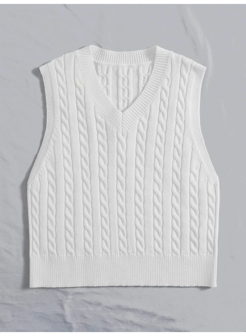 NIBEMINENT Sweater European and American Women's Knitted Waistcoat Pullover V-neck Vest Sweater Top for Women - Image 2