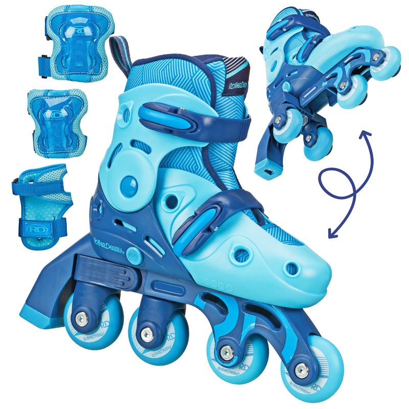 Roller Derby Switch Skates for Beginners 2 in 1 Adjustable Skates Convert from Learn Mode to Inline Skates for Toddlers Kids - Image 2