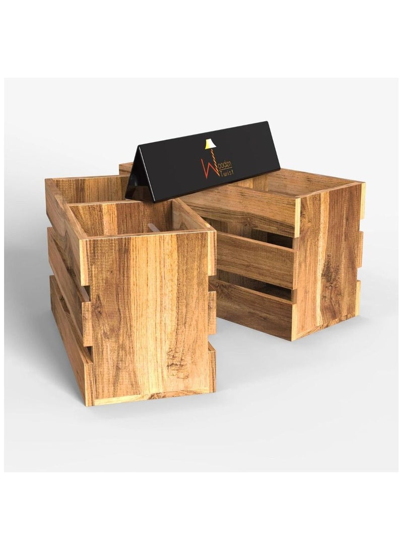 Wooden Twist Wooden Twist Cutlery Holder (Set of 2)  - Image 4