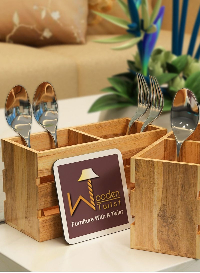 Wooden Twist Wooden Twist Cutlery Holder (Set of 2)  - Image 1