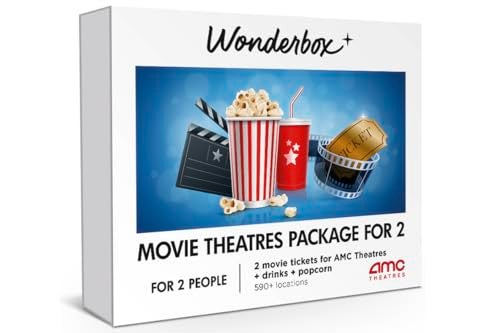 Wonderbox – AMC Movie Theatres® Tickets Package for 2 – 2 Tickets, 2 Drinks,1 Popcorn to Share – Original Gift Idea - Experience Gift - 600 Locations in The US - Image 1
