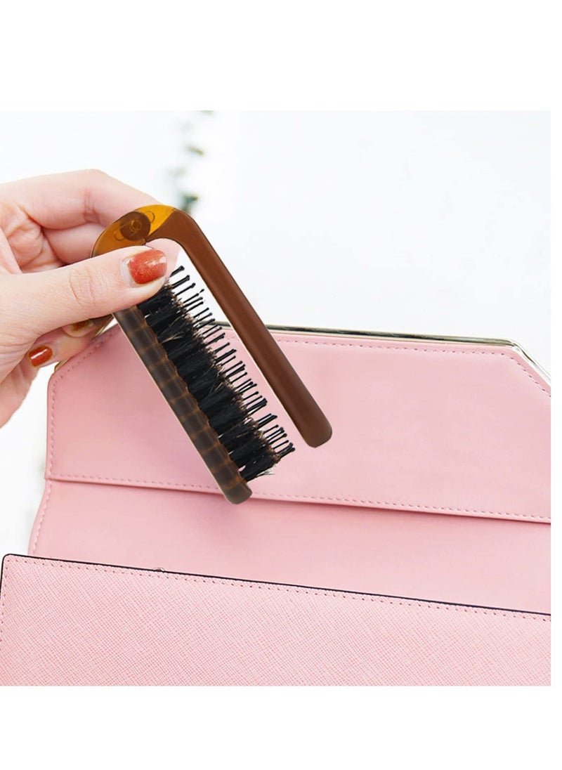 Y&D Folding Hair Brush, Portable Comb, Collapsable Pocket Boar Bristle Travel Comb for Men Women Kids Thin Thick Curly Straight Wet Dry Restore Shine 2Pcs  - Image 2