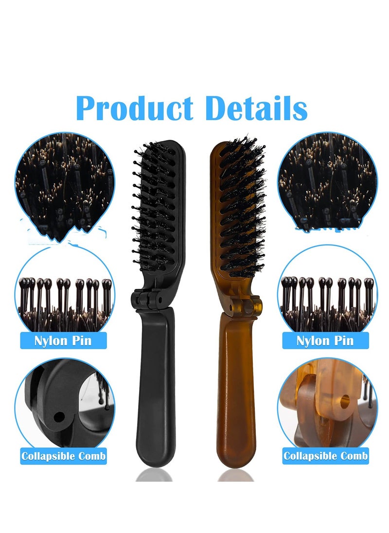 Y&D Folding Hair Brush, Portable Comb, Collapsable Pocket Boar Bristle Travel Comb for Men Women Kids Thin Thick Curly Straight Wet Dry Restore Shine 2Pcs  - Image 3