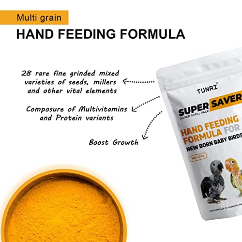 TUNAI Super Saver Hand Feeding Formula Powder For All New Born Baby Birds 100G Essential For Your Petslife-Rich Content Of Calcium And Protein, Suitable For All Birds - Image 2