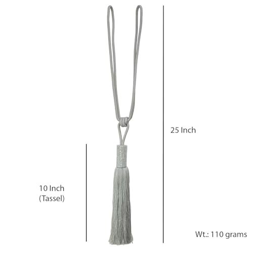 MALOINTEX 2 Pack Curtain Glitter Tassels Tiebacks Tie-Backs, Curtain Handmade Holdbacks, Festive Tassel Tiebacks Polyester Shimmer Curtain Tieback - Beige - Image 5