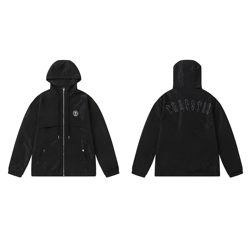 Trapstar Letter Embroidered Zipper Hooded Windbreaker Men'S And Women'S Loose Jacket - Image 5