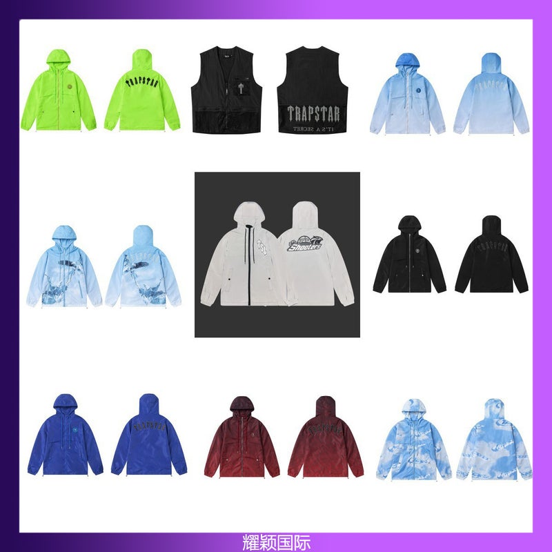 Trapstar Letter Embroidered Zipper Hooded Windbreaker Men'S And Women'S Loose Jacket - Image 2