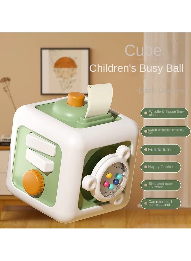 كيوب لعبة تعليمية 6 في 1، لوحة حسية مشغولة، مهارات تدريب الطفل، مكعب درج، ألعاب تعليمية للأولاد والبنات - Image 1