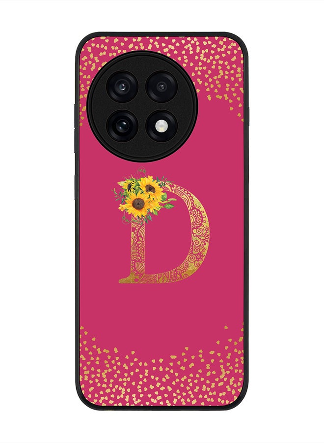 Stylizedd For OnePlus 13R / Ace 5 Pro Case,Slim fit Camera Protection, Shockproof Thin Phone cover  - Custom Floral Monogram - D ( Deep Pink )