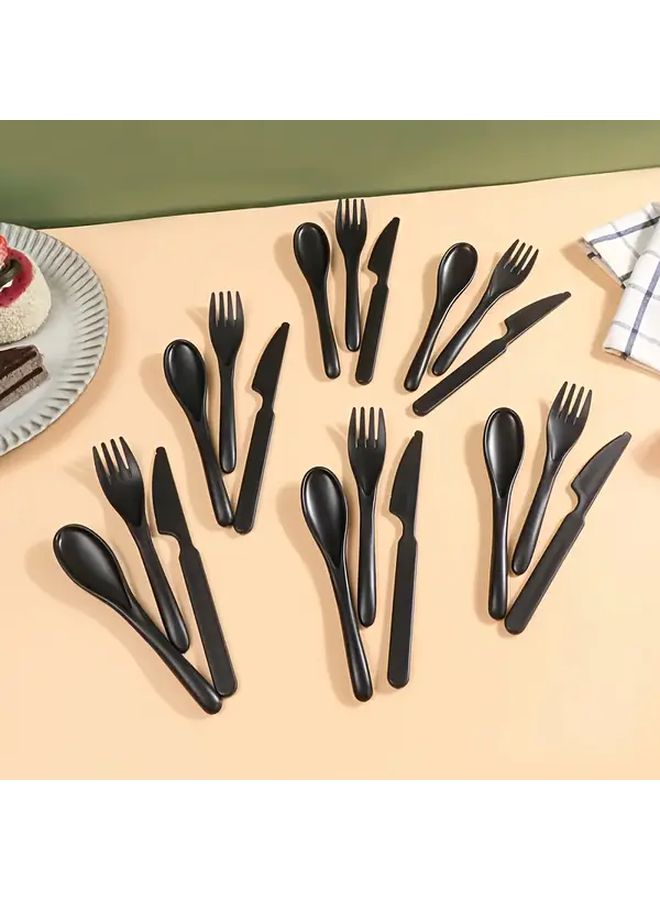 Beige 24-Piece Reusable PP Cutlery Set for Camping Picnic Travel - Image 2
