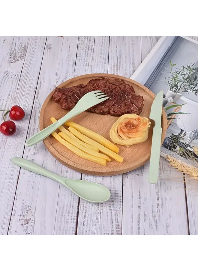 Beige 24-Piece Reusable PP Cutlery Set for Camping Picnic Travel - Image 5