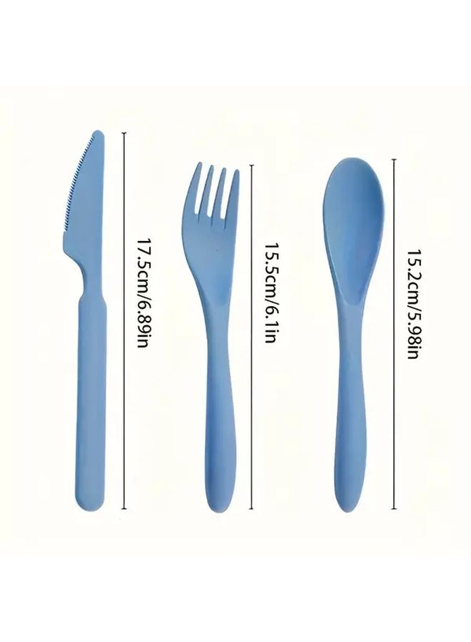 Beige 24-Piece Reusable PP Cutlery Set for Camping Picnic Travel - Image 3