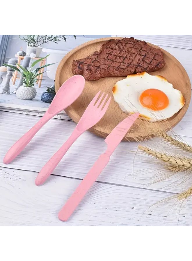 Beige 24-Piece Reusable PP Cutlery Set for Camping Picnic Travel - Image 4