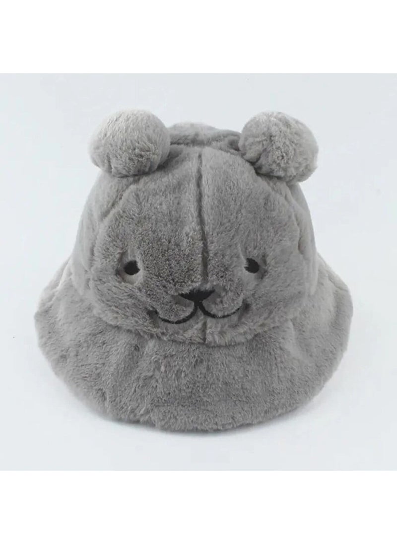 Trenderrs Women's Cute Bear Ear Plush Bucket Hat  - Image 3