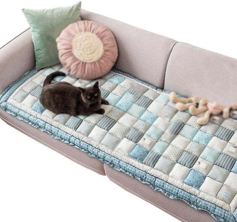 Funny Pet Mat Bed Couch Cover, 2024 New Chic Cotton Protective Floor Cover Large Size (Color : Light Blue, Size : 27.56x82.67 inch) - Image 1