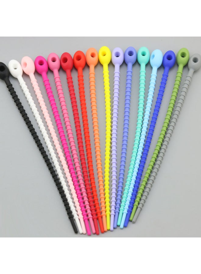 Loquat Simple Tadpole Silicone Cable Tie With Loose Buckle Wire Bundle DIY Handmade Doll Luggage Accessories Lanyard-Color:Sky Blue 220mm - Image 4