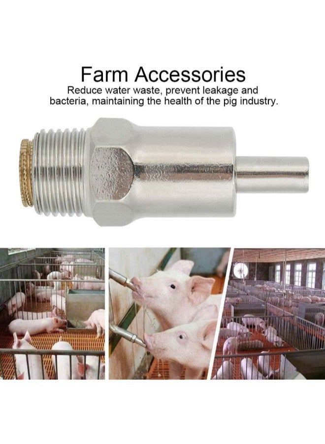 klarako 5Pcs Stainless Steel Copper Cap Round Nozzle Pig Drinker Livestock Farm Accessories Supplies 