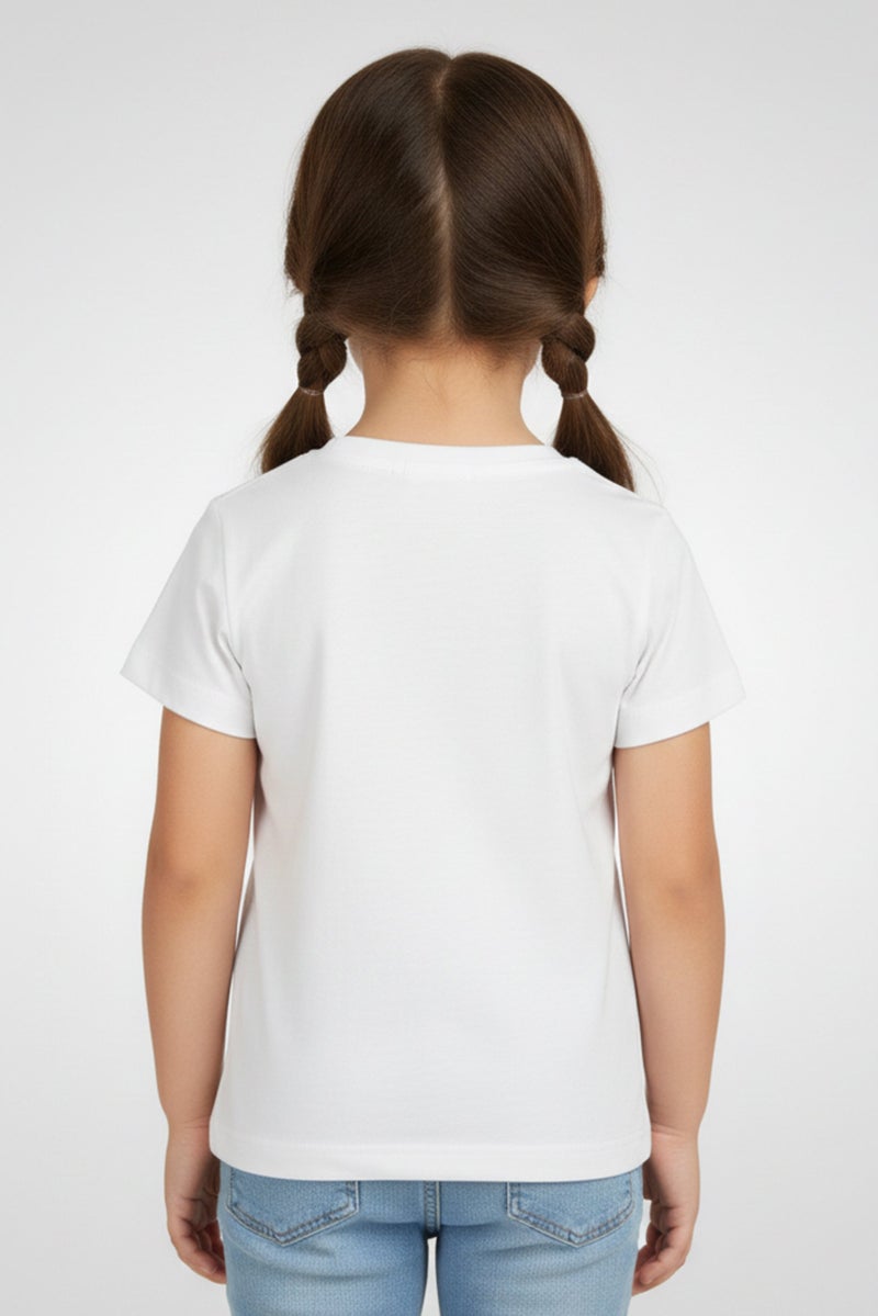 Disney Toddlers Girl Stitch Print Short Sleeve T-Shirt, White - Image 2