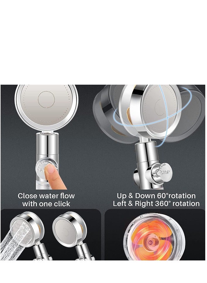 Loquat High Pressure Fan Shower Heads, Turbo Propeller Driven Shower Head, Gold 360 Degrees Rotatable Propeller Shower Head, Universal Handheld Turbocharged Shower Head with Filter for Bathroom Shower Kids - Image 4