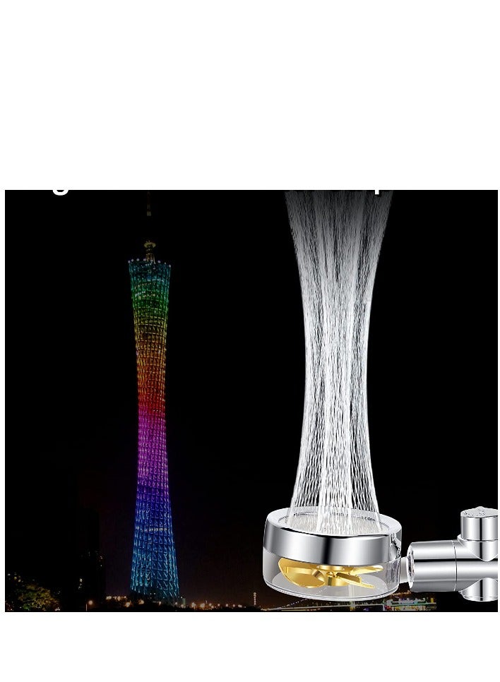 Loquat High Pressure Fan Shower Heads, Turbo Propeller Driven Shower Head, Gold 360 Degrees Rotatable Propeller Shower Head, Universal Handheld Turbocharged Shower Head with Filter for Bathroom Shower Kids - Image 3