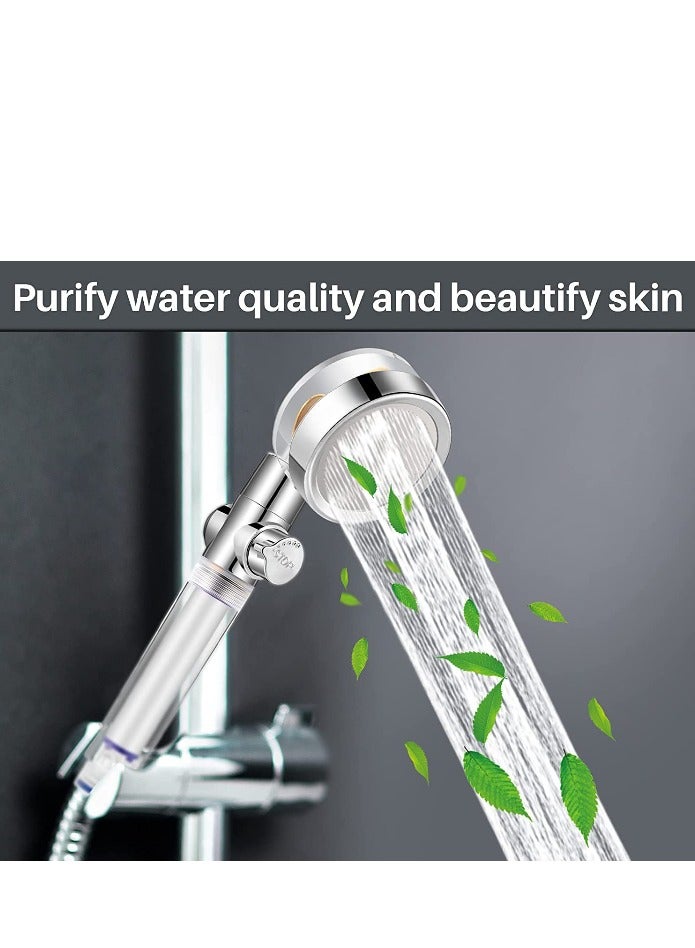 Loquat High Pressure Fan Shower Heads, Turbo Propeller Driven Shower Head, Gold 360 Degrees Rotatable Propeller Shower Head, Universal Handheld Turbocharged Shower Head with Filter for Bathroom Shower Kids - Image 5