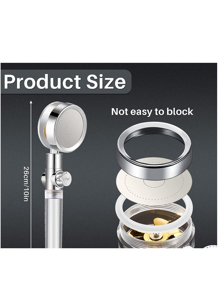 Loquat High Pressure Fan Shower Heads, Turbo Propeller Driven Shower Head, Gold 360 Degrees Rotatable Propeller Shower Head, Universal Handheld Turbocharged Shower Head with Filter for Bathroom Shower Kids - Image 2
