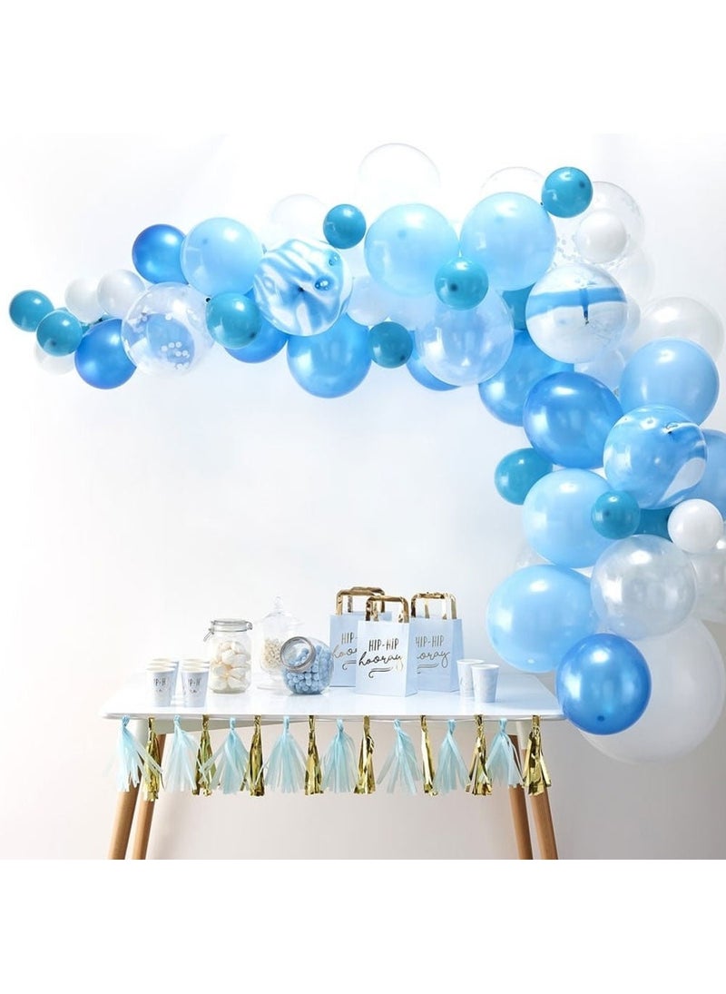 Ginger Ray Balloon Arch Kit Blue White Latex Confetti DIY 70-Pack 4m - Image 2