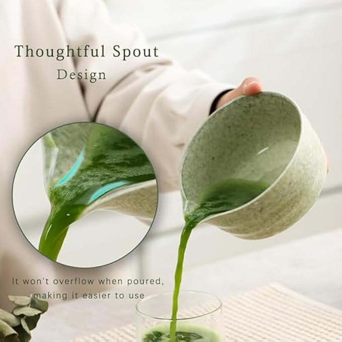 Nekit Japanese Matcha Set  4Pcs With Bowl Bamboo Whisk Scoop Holder  17 Oz Mottled Green Glaze Ceramic Kit For Tea Lovers - Image 3