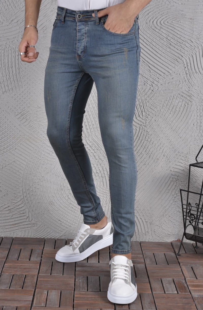 Drontin Men's Jeans Skinny Fit Lycra Italian Cut Skinny Leg Ribbed Jeans  - Image 2