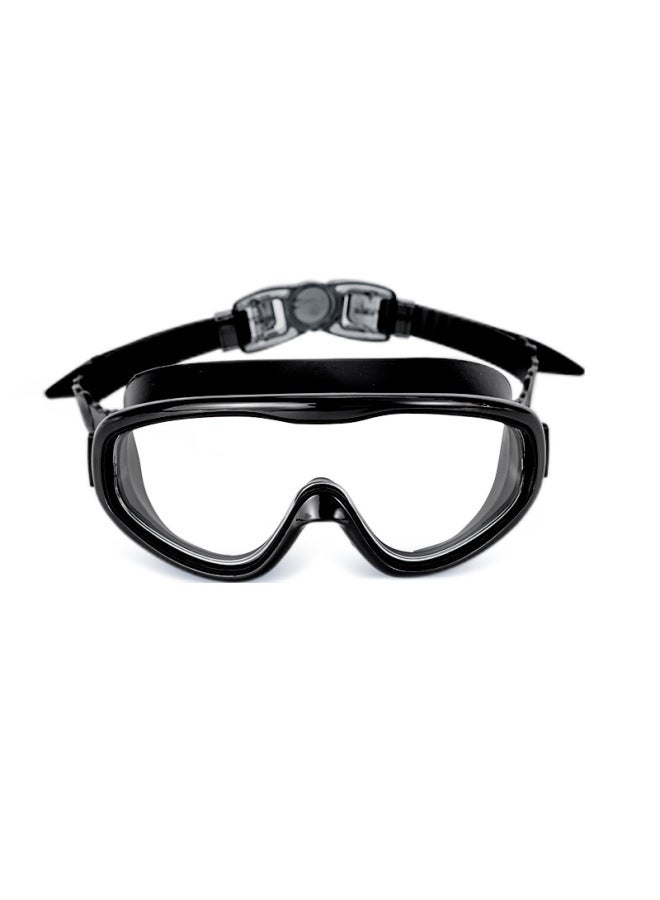 Generic HD Children's Swimming Goggles Big Frame Swimming Glasses Boys And Girls Professional Diving Goggles Swimming Cap Set Equipment Waterproof Anti-fog-Color:Elegant Black - Image 1