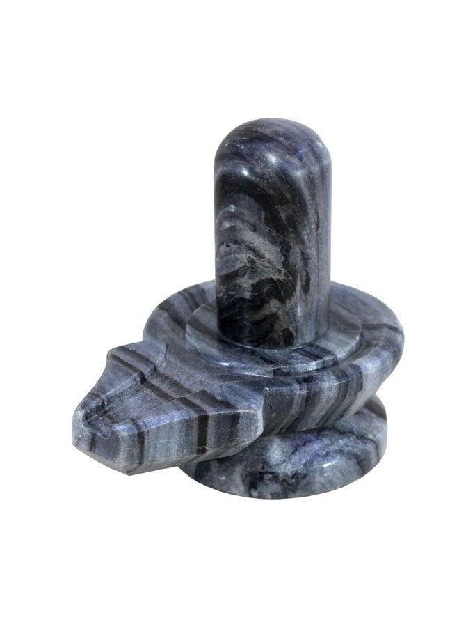 KLEO Baahubali Design Big Size (4.75") Grey/Black Natural Stone Shiva Lingam Shiv Ling Idol Murti for Daily Pooja Purpose - Image 1