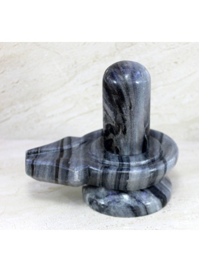 KLEO Baahubali Design Big Size (4.75") Grey/Black Natural Stone Shiva Lingam Shiv Ling Idol Murti for Daily Pooja Purpose - Image 4