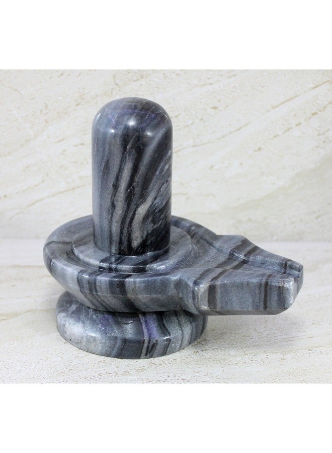 KLEO Baahubali Design Big Size (4.75") Grey/Black Natural Stone Shiva Lingam Shiv Ling Idol Murti for Daily Pooja Purpose - Image 3