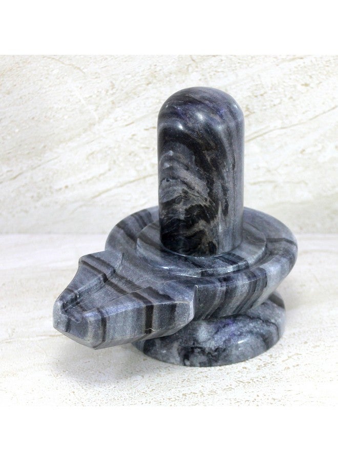 KLEO Baahubali Design Big Size (4.75") Grey/Black Natural Stone Shiva Lingam Shiv Ling Idol Murti for Daily Pooja Purpose - Image 2