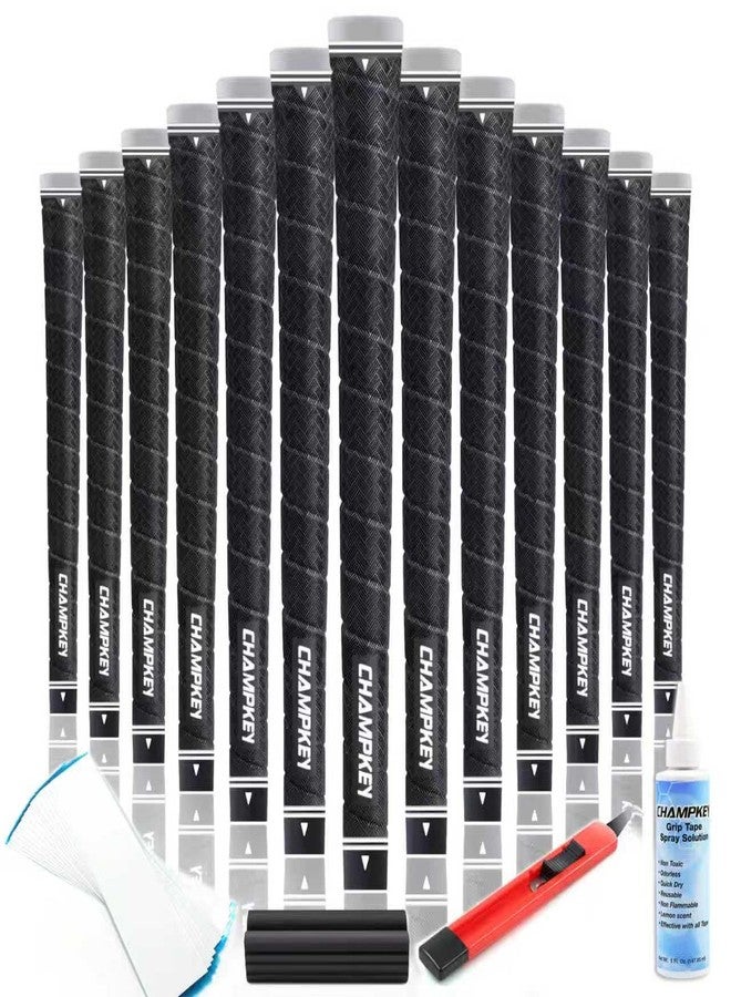 CHAMPKEY Maximum Texture Wrap Style Golf Grips 13 Pack with Full Repair Kits - Sofr and Comfortable Golf Club Grips - High Traction and Feedback Golf Grips(Black,Oversize) - Image 1