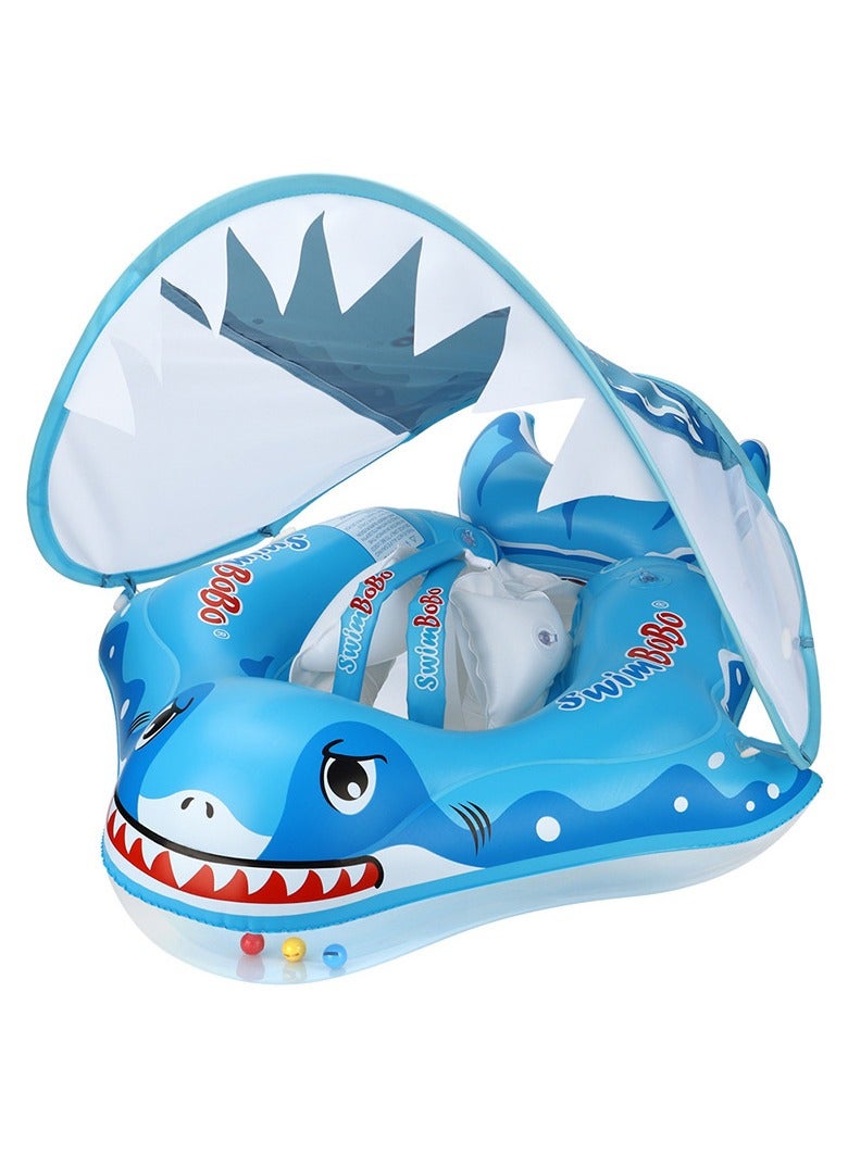 TOMSHOO Baby Swimming Float Inflatable Ring - Baby Pool Float Ring with Sun Protection Canopy - Toddler Inflatable Pool Float for Swimming Traineror Age of 3-36 Month - Image 1