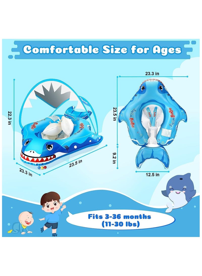 TOMSHOO Baby Swimming Float Inflatable Ring - Baby Pool Float Ring with Sun Protection Canopy - Toddler Inflatable Pool Float for Swimming Traineror Age of 3-36 Month - Image 2