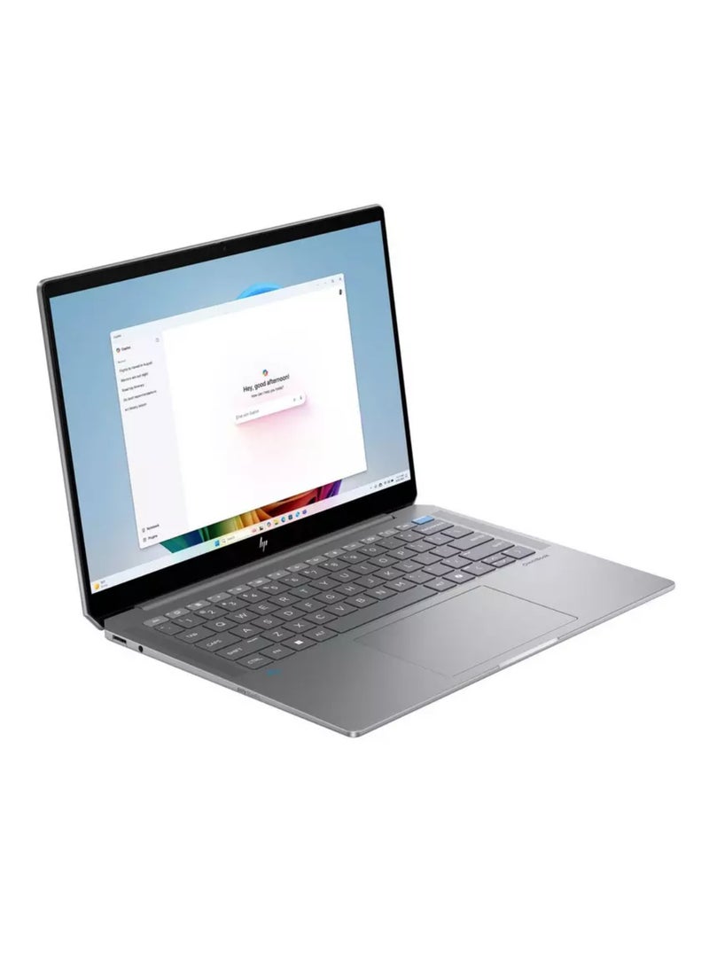 HP لابتوب أومني بوك ألترا بشاشة 14 بوصة بدقة 2K (2240x1400)، معالج AMD Ryzen AI 9-365، ذاكرة وصول عشوائي 16 جيجابايت DDR5، قرص صلب SSD بسعة 1 تيرابايت، بطاقة رسومات مدمجة، نظام تشغيل ويندوز 11، يدعم اللغتين الإنجليزية والعربية، لون فضي الإنجليزية/العربية - Image 2