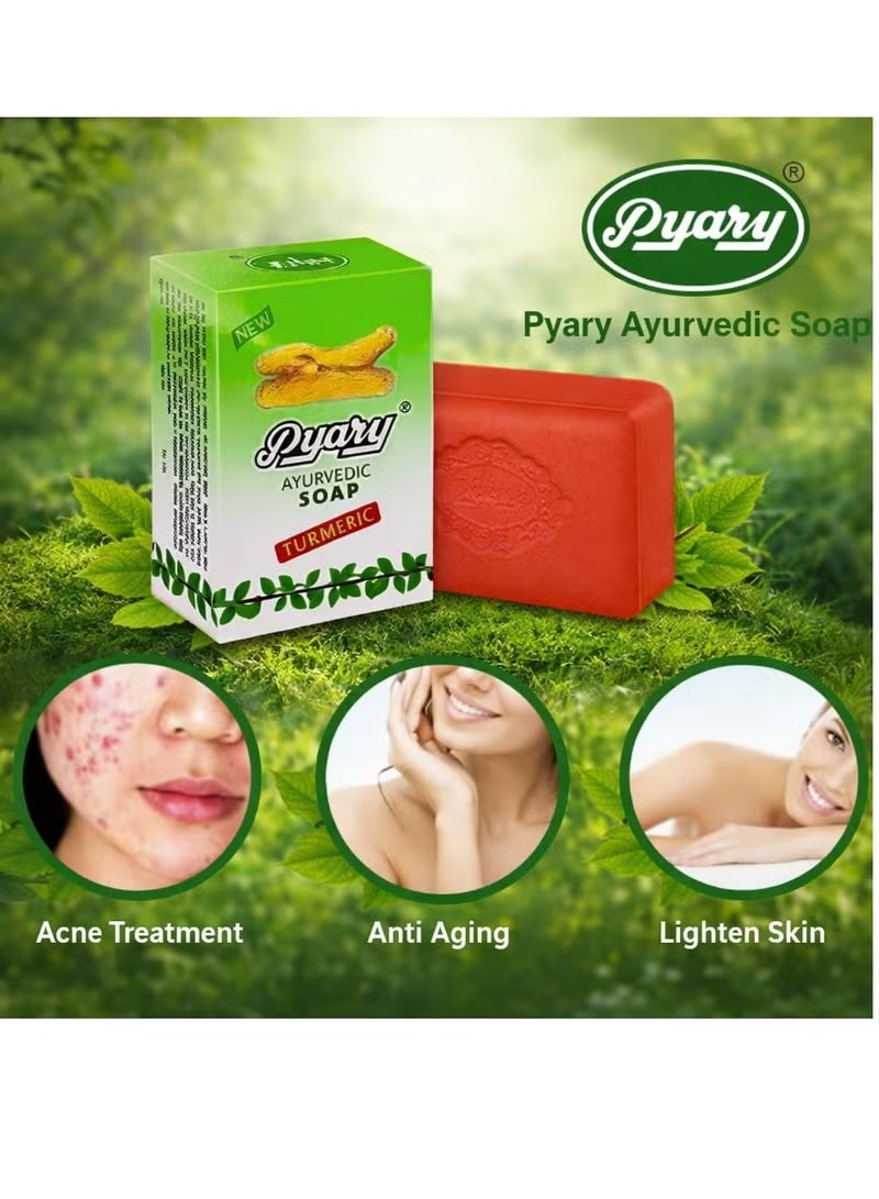 بياري Ayurvedic Turmeric Soap 75g (pack of 12pcs) | Natural Herbal Bath Soap | Enriched with Turmeric | Suitable for All Skin Types - Image 3