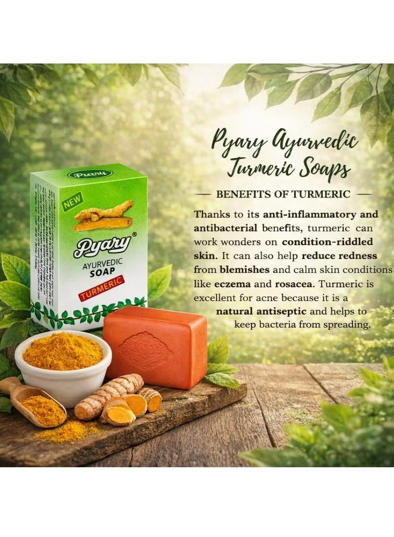 بياري Ayurvedic Turmeric Soap 75g (pack of 12pcs) | Natural Herbal Bath Soap | Enriched with Turmeric | Suitable for All Skin Types - Image 4