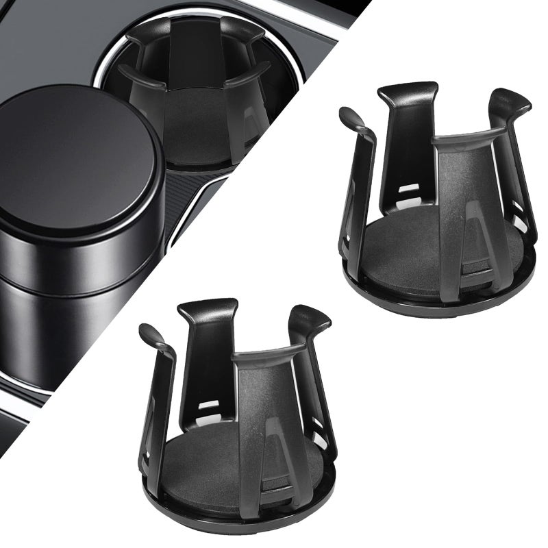 Eponcia Car Cup Holder Expander, 2PCS Cup Holder Insert Adapter for Car, Adjustable Automotive Slim Can Cupholder Expander for Fixing Beverage Bottle Water Cups, Adhesive Energy Drink Storage Rack - Image 1