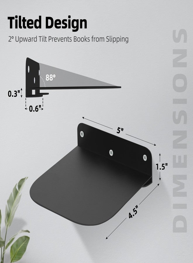 STORAGE MANIAC Floating Book Shelves for Wall Mounted Invisible Floating Bookshelves Heavy-Duty Steel Hidden Bookshelf Hanging Bookshelves for Bedroom Living Room Office, Black 4-Pack - Image 2